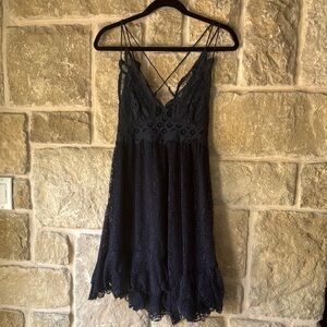 Free People Navy Lace Dress